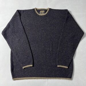 Woolrich Sweater Mens 2XL Long Nottingham Tweed Brown Wool Crewneck Pullover